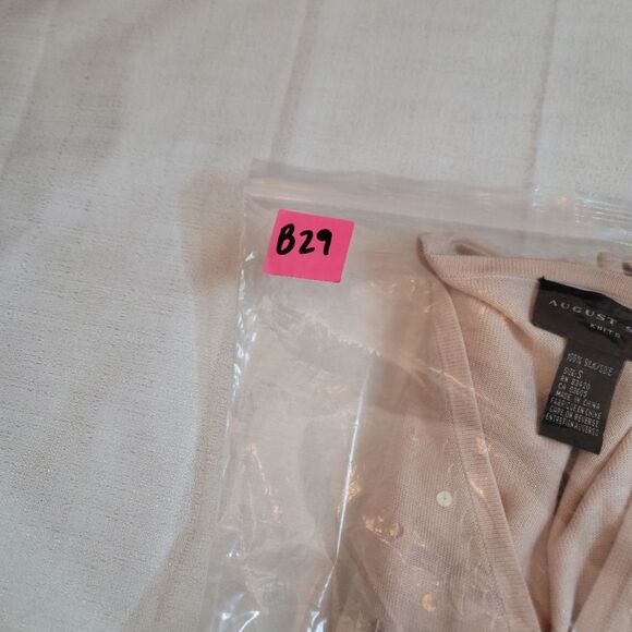 August Silk Knits Beige Sequin One Button Cardigan 100% Silk Size Small - Picture 11 of 11